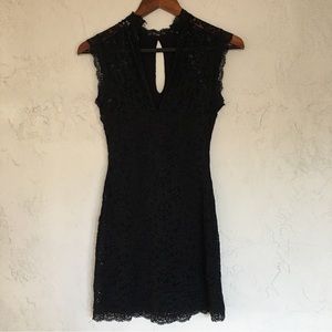 Bebe Black Sleeveless Lace Dress - XS